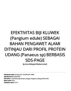 Efektivitas Biji Kluwek Pangium Edule Sebagai Bahan Pengawet Alami