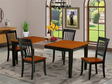 East West Furniture Quincy 5 Piece Wood Dining Table Set In Black