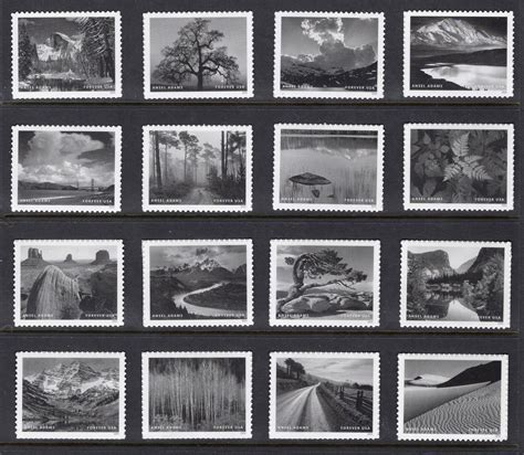 Usa 5854 A P Mint Nh Ansel Adams Complete Set Of 16 Forever Stamps