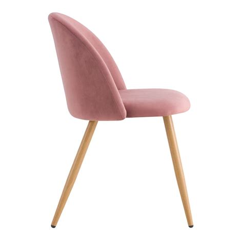 Chaise Cozy En Velours Rose Lot De