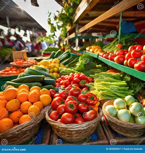 Colorful Display of Fresh Produce at a Local Market Stock Illustration