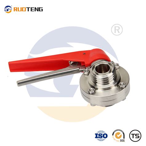 Ruoteng SMS Sanitary Stainless Steel Thread Manual Butterfly Valve