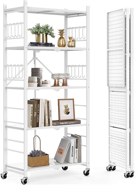 Amazon Himix Storage Shelves With 20 Hooks 5 Tier Foldable