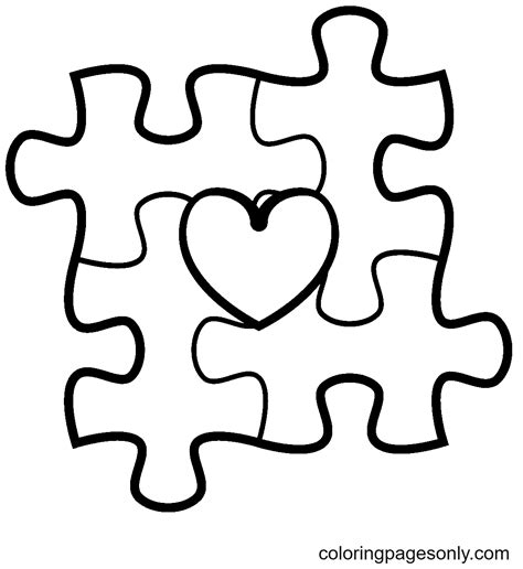 Autism Awareness Puzzle Pieces With Heart Coloring Page Awareness