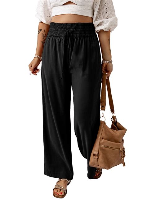 Evaless Womens Plus Size Pants Wide Leg Pants High Waisted Trousers