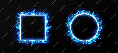 Free Vector Square And Round Blue Fire Frames Png