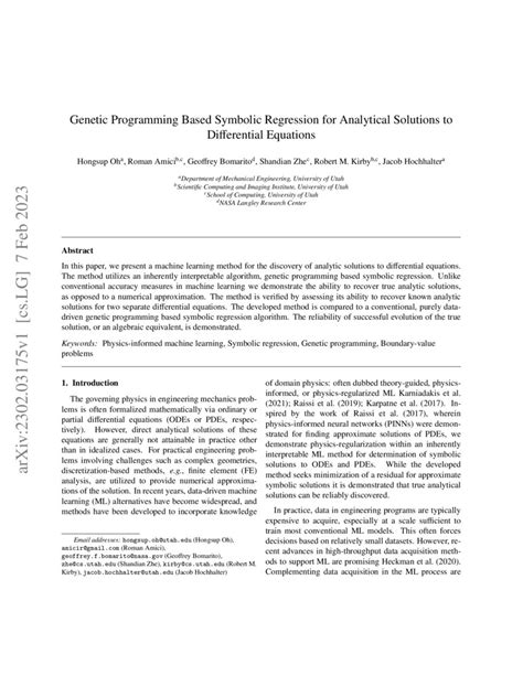 Genetic Programming Based Symbolic Regression For Analytical Solutions