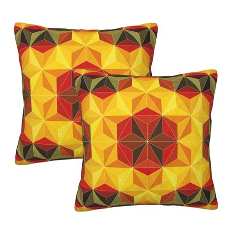 Home Throw Pillow Covers Creative Colorful Geometric Lines Background Square Thick Throw Pillow