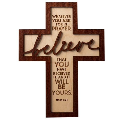 Dexsa Whatever You Ask Inspirational Laser Cut Wood Cross Plaque