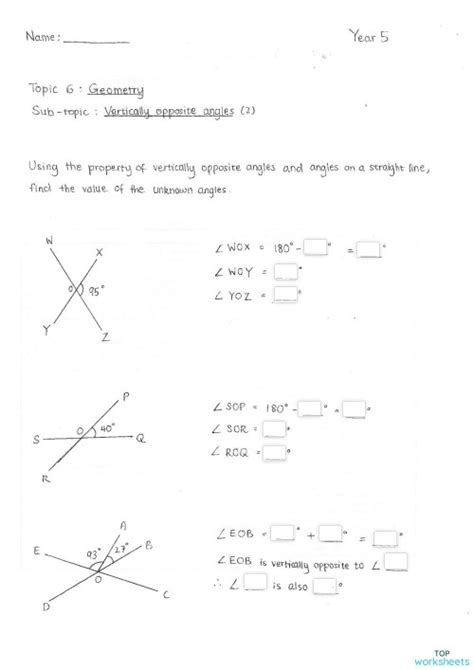 Vertically Opposite Angles 2. Interactive worksheet | TopWorksheets