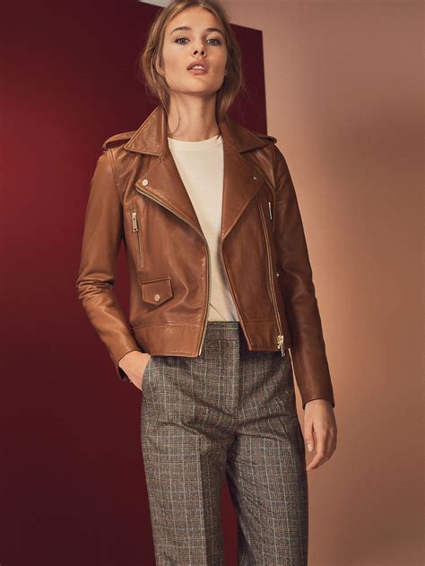 Cazadora Napa Estilo Biker Detalle Cremalleras De Mujer Piel De Massimo Dutti De Otoño