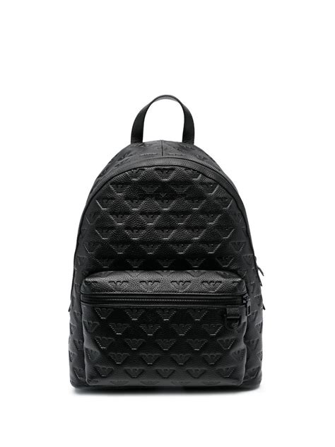 Emporio Armani Jacquard Logo Zip Around Backpack In Black ModeSens