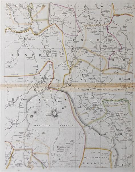 Antique Large Scale Map Of Devonshire By Benjamin Donn Dated 1765