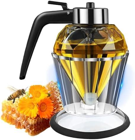 Hunnibi Honey Dispenser No Drip Glass Maple Syrup Dispenser Glass