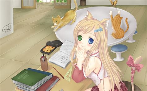 Papel De Parede Ilustração Nekomimi Anime Meninas Anime Cavalo Heterocromia Personagens