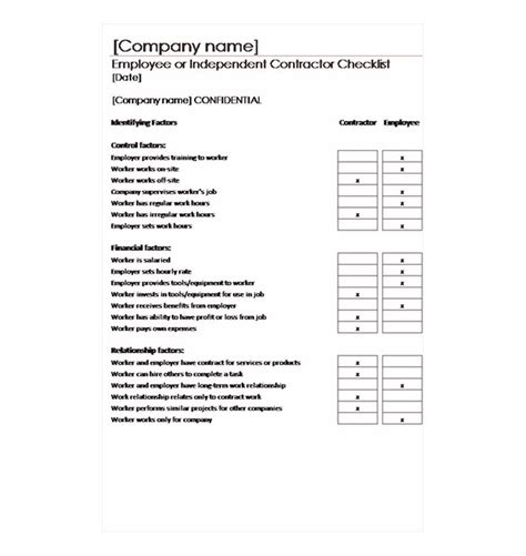 Contractor Checklist Contractor Checklist Template