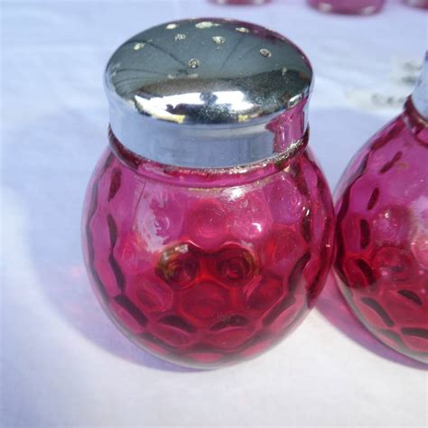 Lot Vintage Fenton Cranberry Coin Dot Pitcher W Drinking