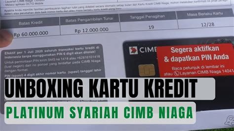 UNBOXING KARTU KREDIT SYARIAH PLATINUM CIMB NIAGA DAPAT LIMIT 60