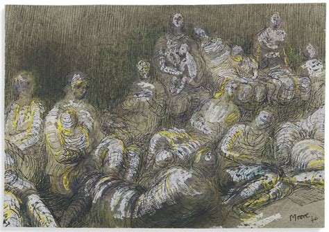 Henry Moore 1898 1986 Shelter Drawing Underground Study Christies