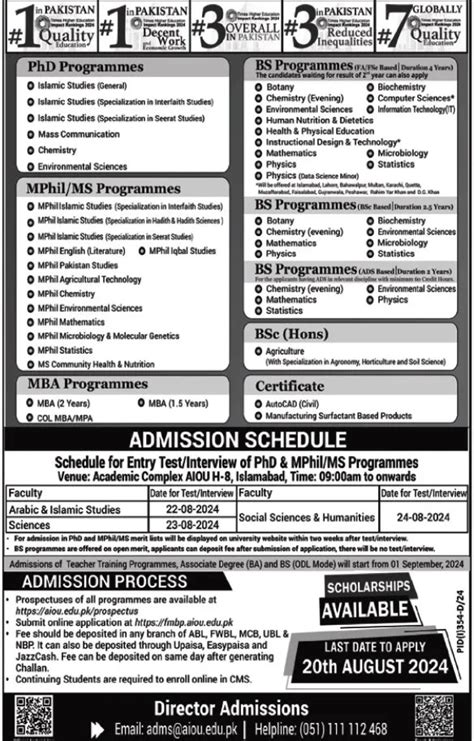 Aiou Announces Ms Master S Admission Online