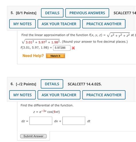 Solved 5 [0 1 Points] Details Scalcet7 14 My Notes Ask Your