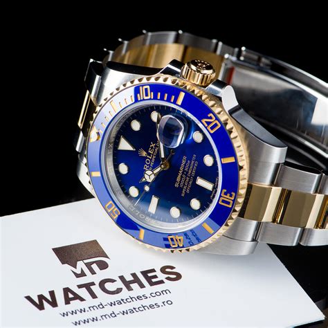 Rolex Submariner Blue 18K Gold Stainless Steel Two Tone Watch Oyster