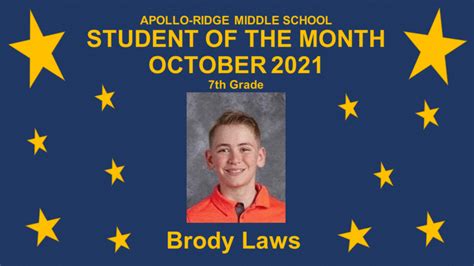 October Student Of The Month Award Winners Apollo Ridge Middle