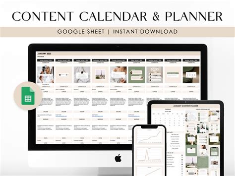 Social Media Content Calendar And Planner Template Yearly Etsy