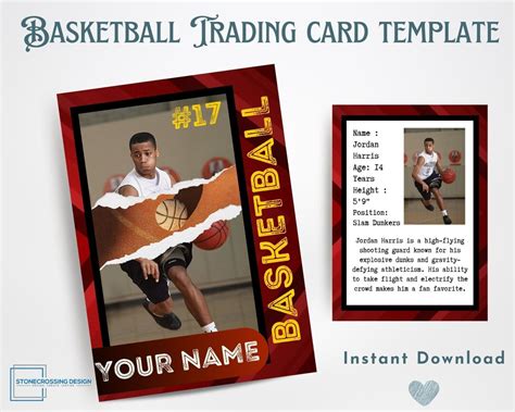 Basketball Trading Card Template Trading Card Template Canva Template Editable Trading Card