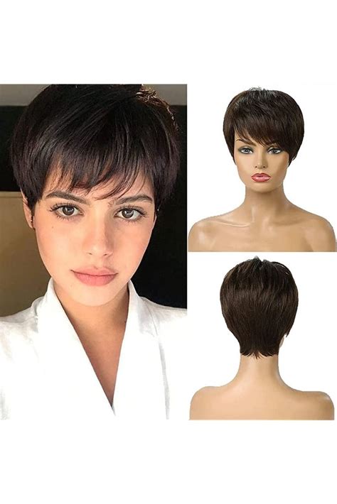 Short Curly Hair For Women Wig Short Wavy Pixie Cut Wigs With Bangs