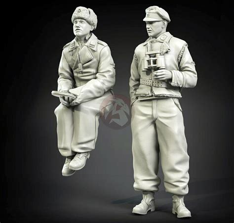 Panzer Art German Waffen Ss Tank Officers Kharkov Wwii Figures