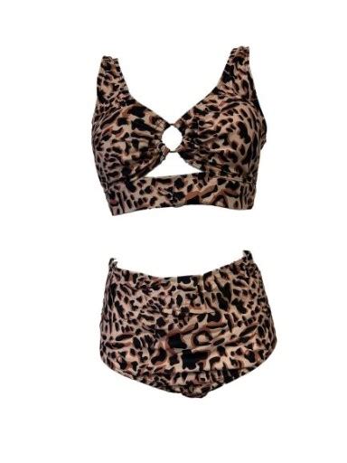 STRÓJ KĄPIELOWY WYSOKI STAN PANTERKA BIKINI XL Cena Opinie Dwuczęściowe