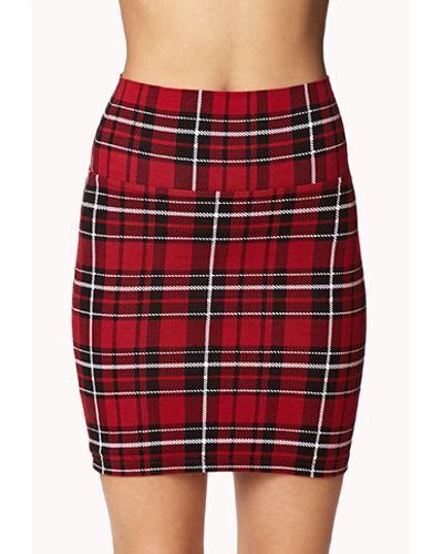 Forever 21 Red Plaid Bodycon Skirt Body Con Skirt Skirts Bodycon