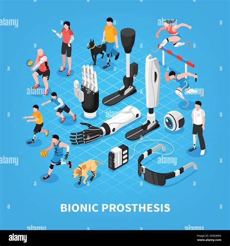 Bionic Prothesis Isometric Composition With Robotic Arm Athletic Blade