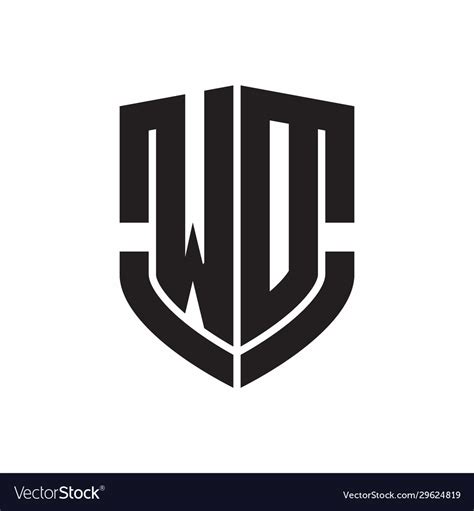 Wd Logo Monogram With Emblem Shield Shape Design Vector Image