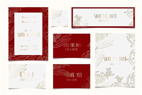 Page 3 Red Floral Wedding Invitation Vector Art Icons And Graphics For Free Download