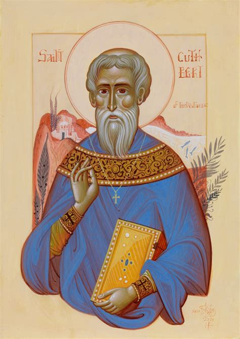 handmade mounted icon st cuthbert celtic saints etsy