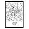 Lámina Mapa De La Ciudad Sofia Nordico En Blanco Y Negro Poster A3