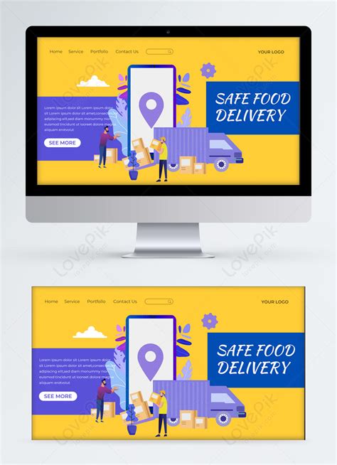 Template Desain Web Ui Promosi Pengiriman Makanan Dengan Latar Belakang