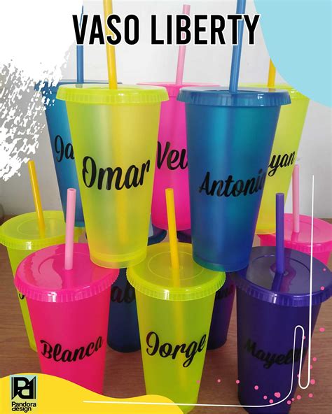 Vasos Con Tapa Y Popote Personalizados Pandora Design Portafolio