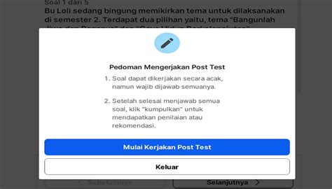 Soal Dan Kunci Jawaban Post Test Modul Pelatihan Mandiri Di PMM Materi