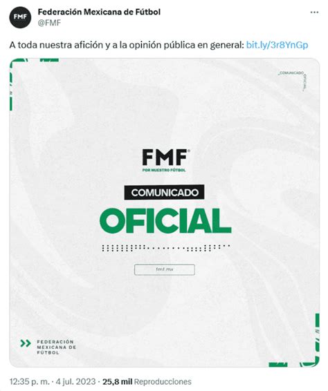 Selección Mexicana La FMF condena en escueto comunicado actos de