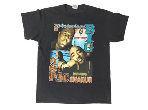 VINTAGE TUPAC SHAKUR 2pac The Notorious BIG Rap Tee Black History T