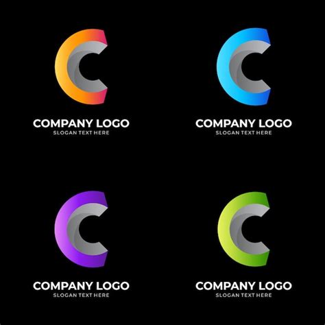 Plantilla de diseño de logotipo moderno letra c estilo colorido 3d