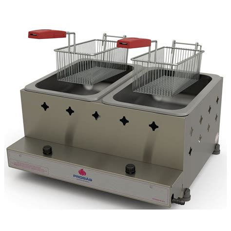 Fritadeira Profissional A Gas - Fritadeira Profissional a Gás Progás Inox 2 Cubas 10 Litros PR-20G ...