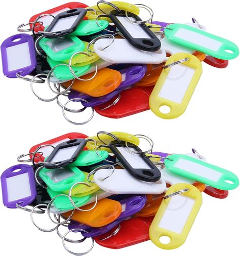 X Multi Colors Plastic Key Id Tags Luggage Id Labels With Split Ring