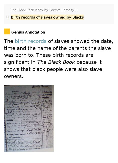 Birth Records Of Slaves Owned By Blacks The Black Book Index