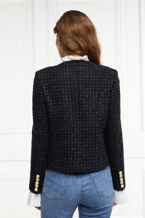 Chelsea Jacket Black Rainbow Sparkle Tweed Holland Cooper