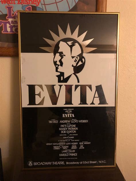 Framed 1970s Evita Broadway Musical Poster 13x21 Etsy