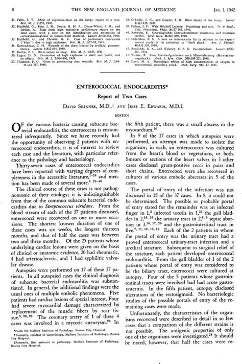 Enterococcal Endocarditis Report Of Two Cases New England Journal Of